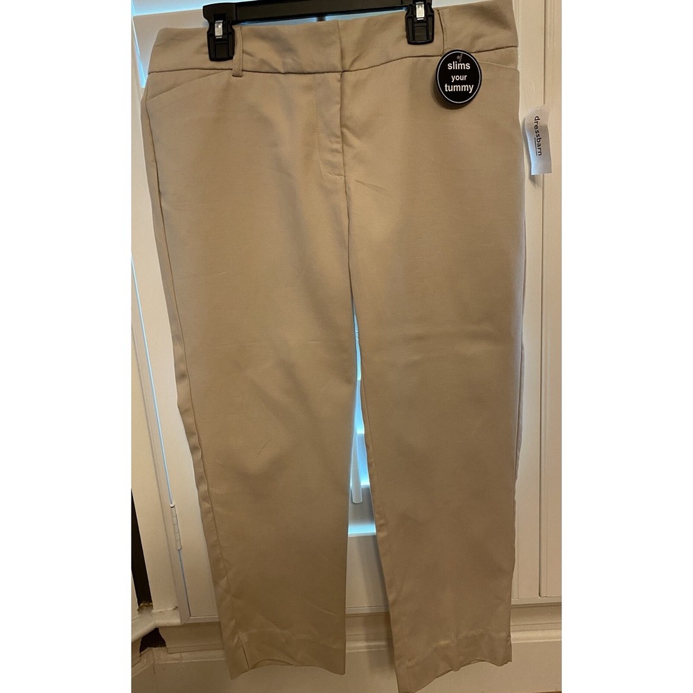 Dressbarn Beige Tummy Control Crop Pants Comfortable Fit Size 6